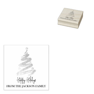 Elegant Christmas Tree Rubber Stamp
