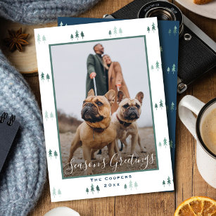 Elegant Christmas Tree Season’s Greetings Photo Holiday Card