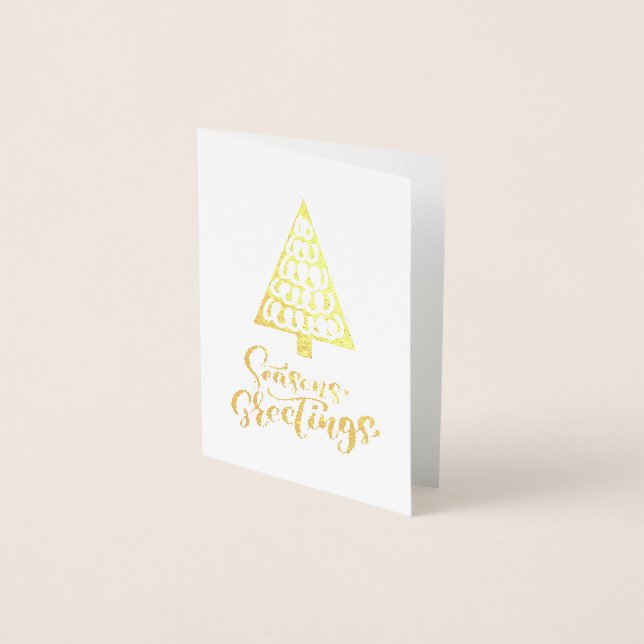 Elegant Christmas Tree Seasons Greetings Foil Card (Front)