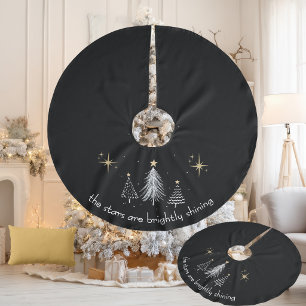 Elegant Christmas Tree Skirt with Gold Stars