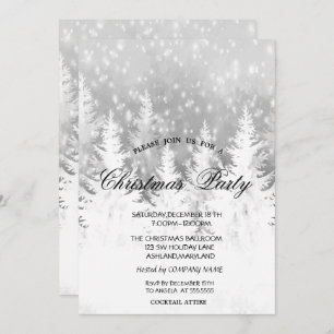 Elegant Christmas Tree, Snow Grey Christmas Party Invitation