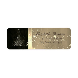 Elegant Christmas Tree ,Sparkle,Faux Gold Return Address Label