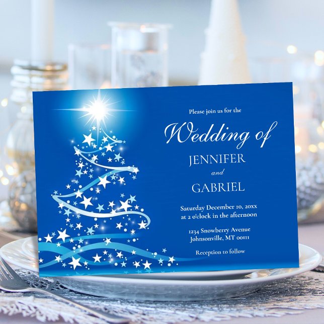 Elegant Christmas Tree Sparkle Wedding Invitation (Creator Uploaded)
