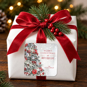 Elegant Christmas Tree Square Sticker