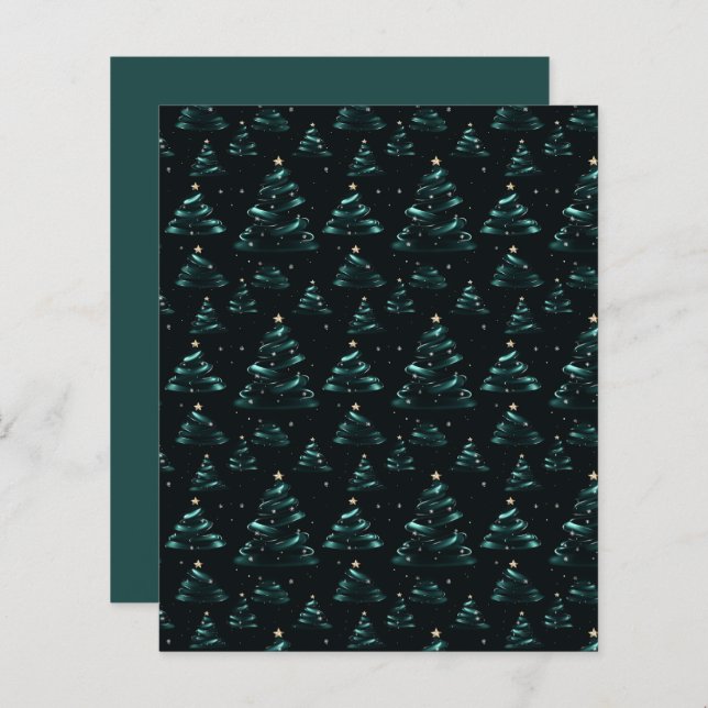 Elegant Christmas Tree Stationery Paper  (Front/Back)