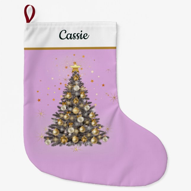 Elegant Christmas Tree Stocking – Classic Design (Front)