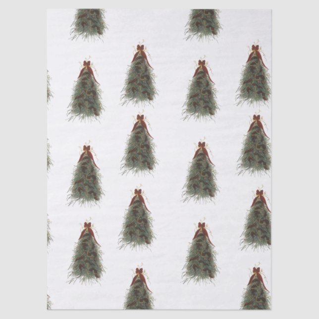 Elegant Christmas Tree Tissue Paper (Front)