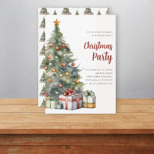 Elegant christmas tree watercolor holiday invitation