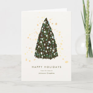 Elegant Christmas Tree White Business Holiday Card