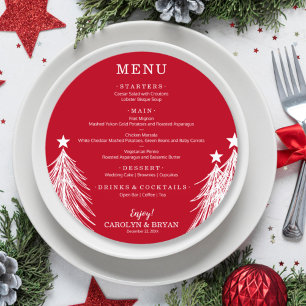 Elegant Christmas Trees on Red Menu