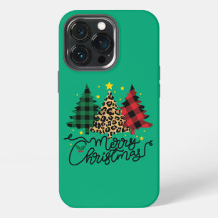 Elegant Christmas Trees Plaid iPhone 13 Pro Case
