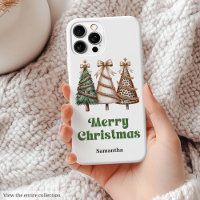 Elegant Christmas Trees Watercolor Leopard