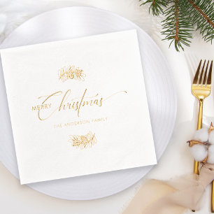 Elegant Christmas Typography Foil Stamped Napkins