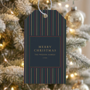 Elegant Christmas Vintage Stripes Gift Tags