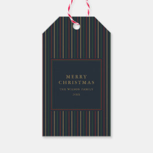 Elegant Christmas Vintage Stripes Gift Tags