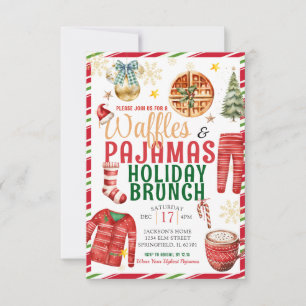 Elegant Christmas Waffle Pyjamas Holiday Brunch Invitation