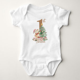 Elegant Christmas Watercolor Botanical Baby Bodysuit