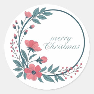 Elegant Christmas Watercolor Botanical Classic Round Sticker