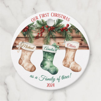 Elegant Christmas Watercolor Botanical Favour Tags