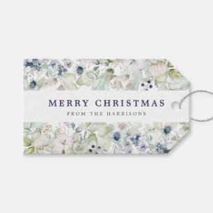 Elegant Christmas Watercolor Botanical Gift Tags