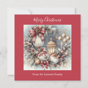 Elegant Christmas Watercolor Image Holiday Card