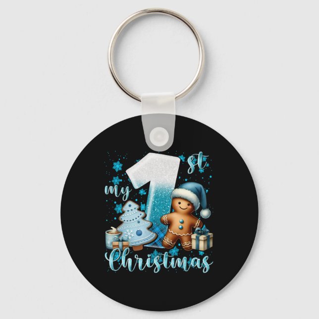 Elegant Christmas Watercolor Snow Toddler T Shirt  Key Ring (Front)