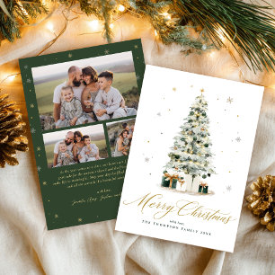 Elegant Christmas Watercolor Tree Holiday Card
