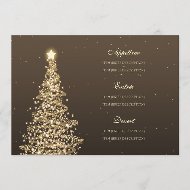 Elegant Christmas Wedding Menu Gold (Front)