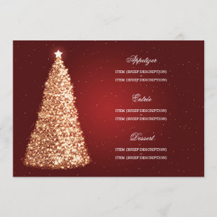 Elegant Christmas Wedding Menu Gold Red