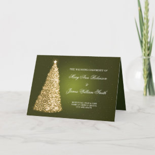 Elegant Christmas Wedding Program Gold Green