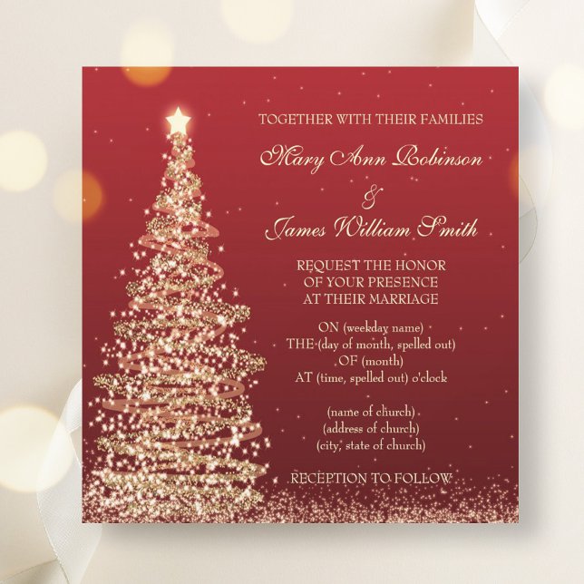 Elegant Christmas Wedding Red Invitation (Elegant Christmas Wedding Red Invitation)