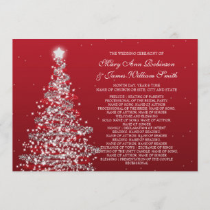 Elegant Christmas Wedding Red Silver Invitation