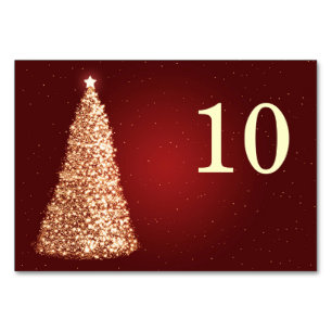 Elegant Christmas Wedding Table Number Gold