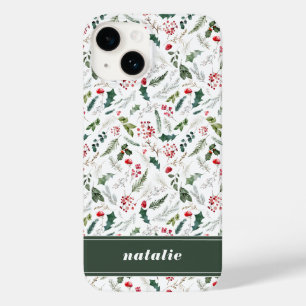 Elegant Christmas Winter Botanical Pattern  Case-Mate iPhone 14 Case