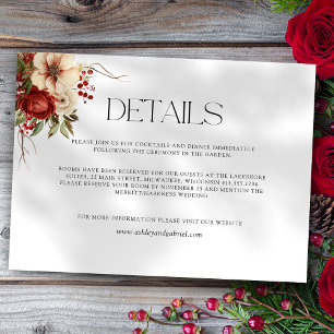 Elegant Christmas Winter Floral Enclosure Card