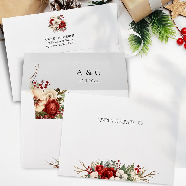 Elegant Christmas Winter Floral Envelope (Creator Uploaded)