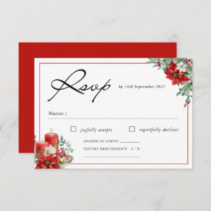 Elegant Christmas Winter Floral Wedding RSVP Card