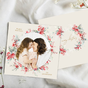 Elegant Christmas Winter Foliage Arch Photo Holiday Card