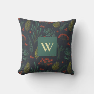 Elegant Christmas Winter Greenery Botanical Cushion