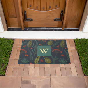 Elegant Christmas Winter Greenery Botanical Doormat
