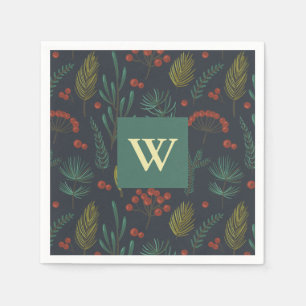 Elegant Christmas Winter Greenery Botanical Napkin
