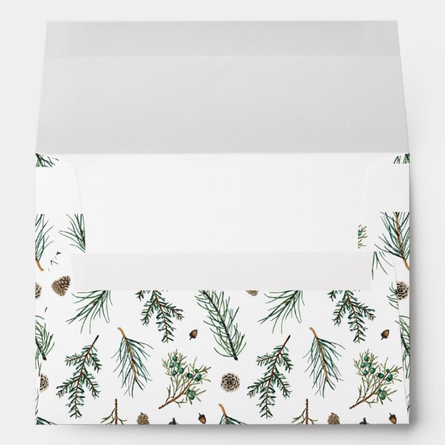 Elegant Christmas Winter Pine Greenery Floral Envelope (Back (Bottom))