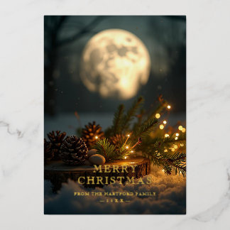 Elegant Christmas Winter Scene Photo TMF26 Foil Holiday Card