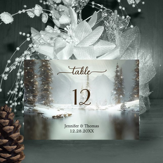 Elegant Christmas Winter Table Number Card (Creator Uploaded)