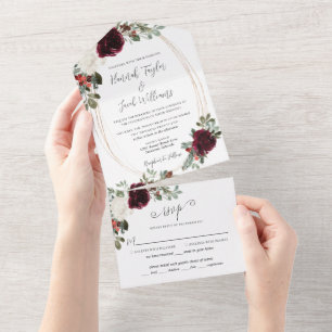 Elegant Christmas Winter Wedding All In One Invitation