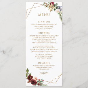 Elegant Christmas Winter Wedding Burgundy Gold Menu
