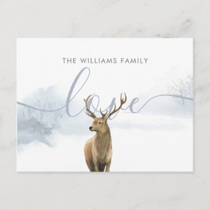 Elegant Christmas Winter Woodland Stag Holiday Postcard