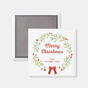 Elegant Christmas wreath and stars Magnet