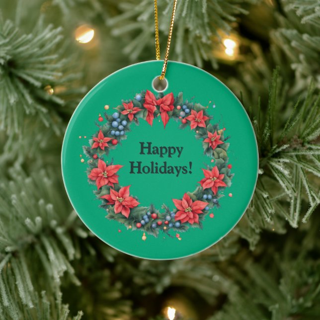 Elegant Christmas Wreath Card – PersonalizedCard Ceramic Ornament (Tree)
