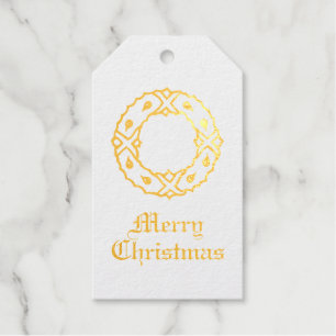 Elegant Christmas wreath design gold Gift Tags